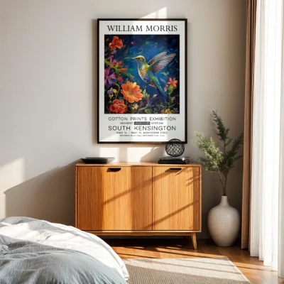Hummingbird print bedroom wall art