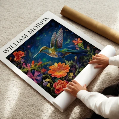 Hummingbird print rolled art poster