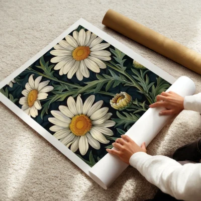 Daisy poster rolled floral print