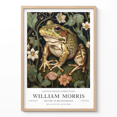 Frog poster William Morris botanical wall art