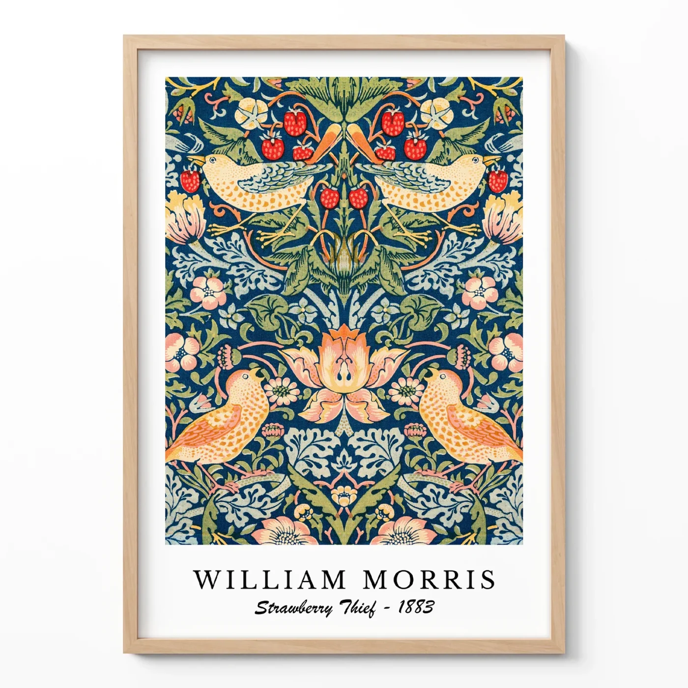 William Morris strawberry thief poster vintage bird floral art