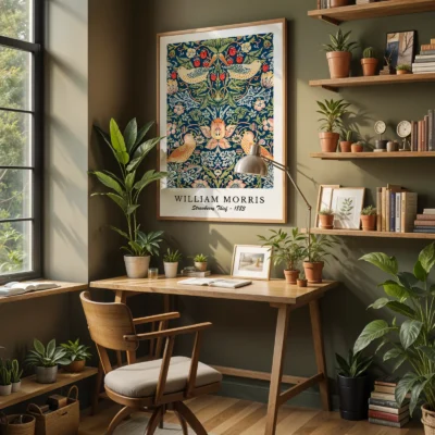 William Morris strawberry thief poster home office decor