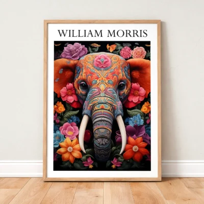Elephant art print framed wildlife poster