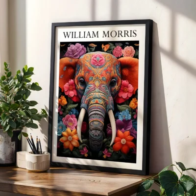 Elephant art print living room decor