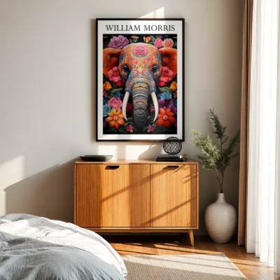 Elephant art print bedroom wall art
