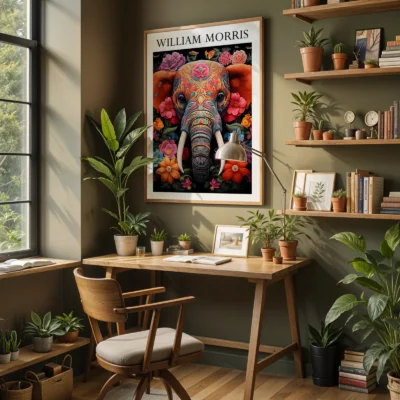 Elephant art print home office decor