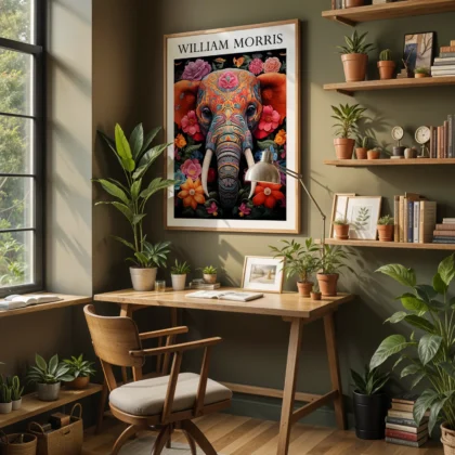 Elefant – William Morris Wandbild