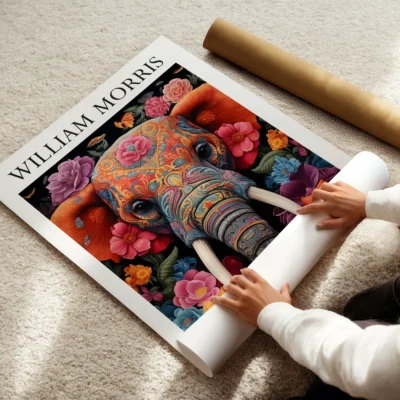 Elephant art print rolled poster