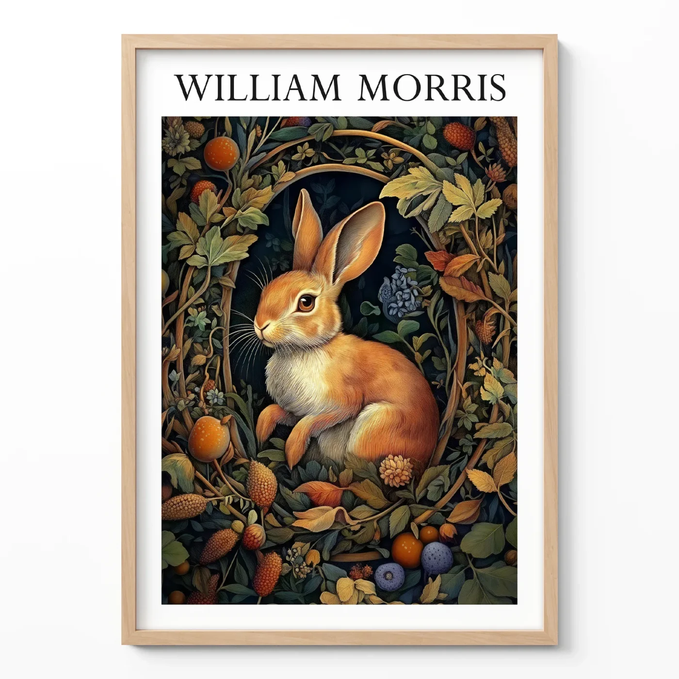 Bunny poster William Morris woodland wall art