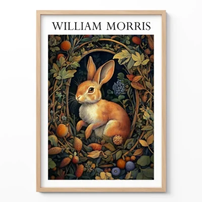 Bunny poster William Morris woodland wall art