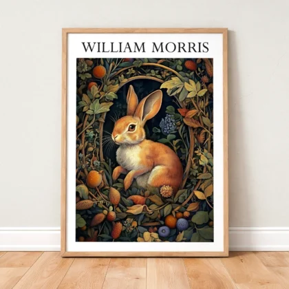 Hase zwischen Pflanzen – William Morris Wandbild