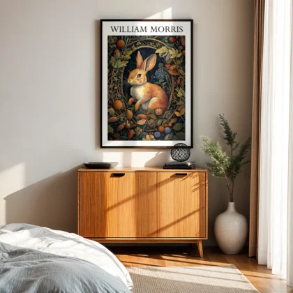 Hase zwischen Pflanzen – William Morris Wandbild