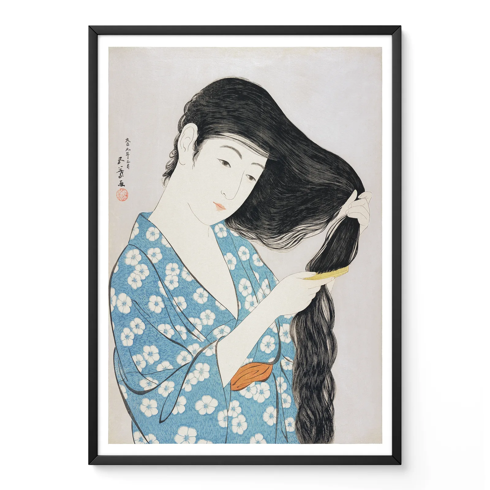 Goyo Hashiguchi Wall Art – Woman Combing Her Hair Goyo Hashiguchi Wall Art – Woman Combing Her Hair