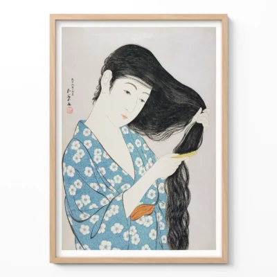 Goyo Hashiguchi Wall Art – Woman Combing Her Hair