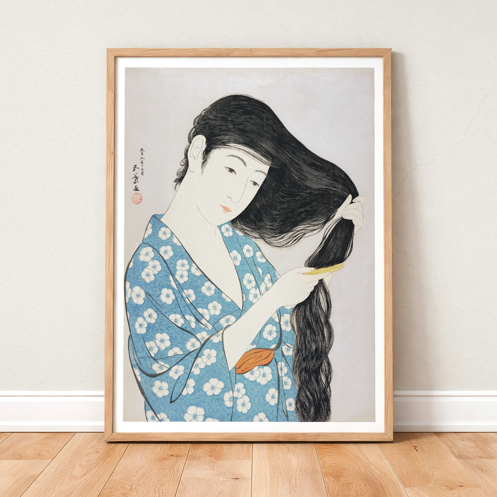 Goyo Hashiguchi Wall Art – Woman Combing Her Hair