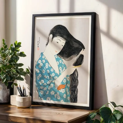 Goyo Hashiguchi Wall Art – Woman Combing Her Hair