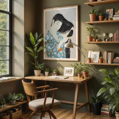 Goyo Hashiguchi Wall Art – Woman Combing Her Hair