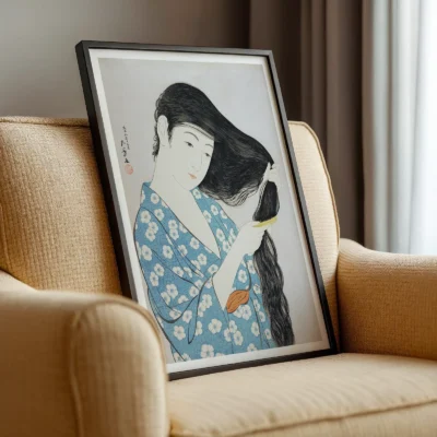 Goyo Hashiguchi Wall Art – Woman Combing Her Hair