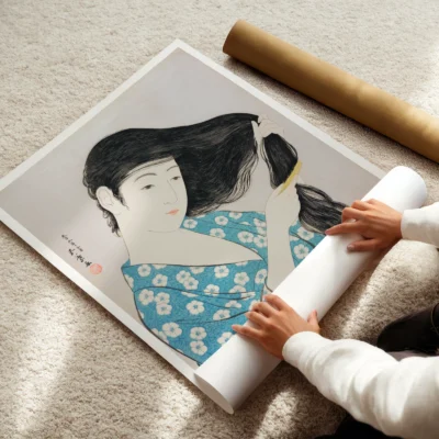 Goyo Hashiguchi Wall Art – Woman Combing Her Hair