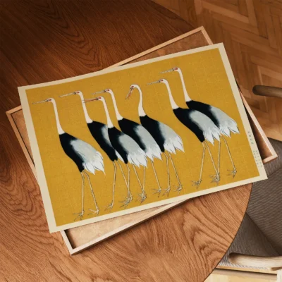 Ogata Kōrin – 7 Birds Japanese Wall Art