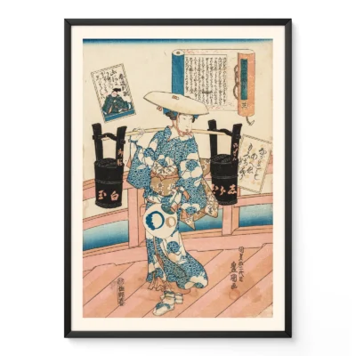 Utagawa Kunisada – Woman Carrying Two Black Buckets