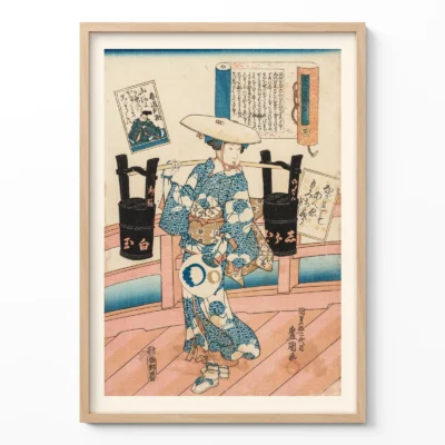 Utagawa Kunisada – Woman Carrying Two Black Buckets