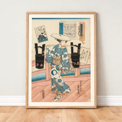 Utagawa Kunisada – Woman Carrying Two Black Buckets