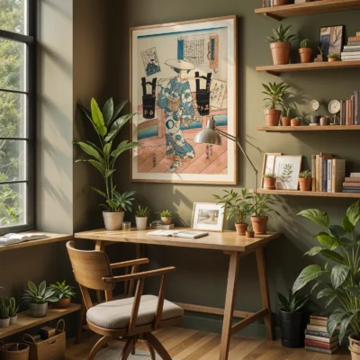 Utagawa Kunisada – Woman Carrying Two Black Buckets