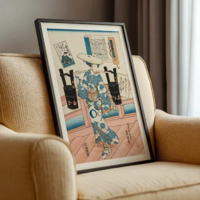 Utagawa Kunisada – Woman Carrying Two Black Buckets