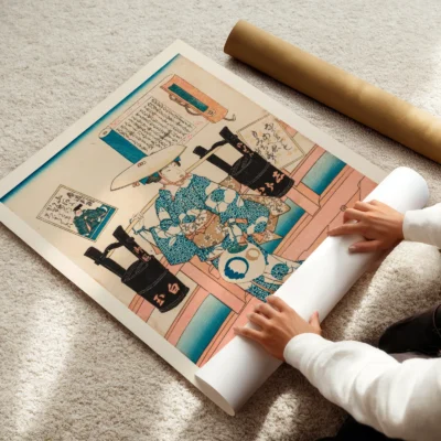 Utagawa Kunisada – Woman Carrying Two Black Buckets