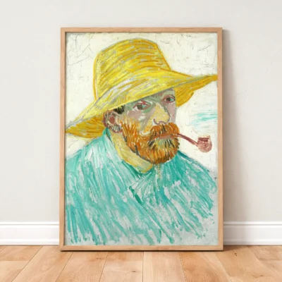 Vincent van Gogh Wall Art – Self-Portrait with Pipe and Straw Hat