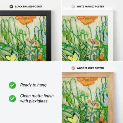Vincent van Gogh paveikslas – Drugeliai ir aguonos