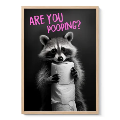 Wandbild – Waschbär mit Toilettenpapier
