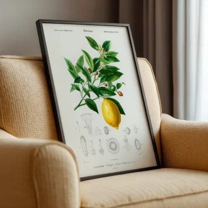 Vintage Lemon Print – Botanical Illustration Poster