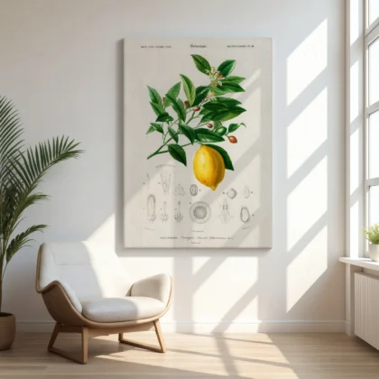 Vintage Lemon Print – Botanical Illustration Poster