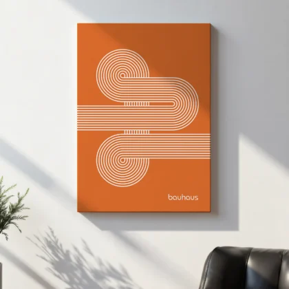 Bauhaus Art Print – Orange Moving Lines