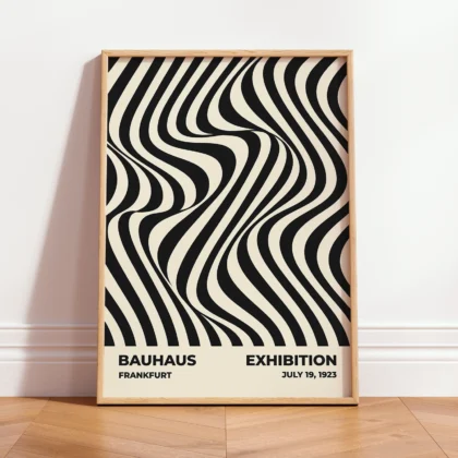 Bauhaus Wandbild – Bewegung schwarzer Wellen