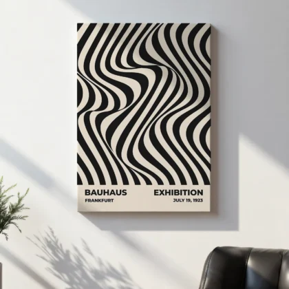 Bauhaus Wandbild – Bewegung schwarzer Wellen
