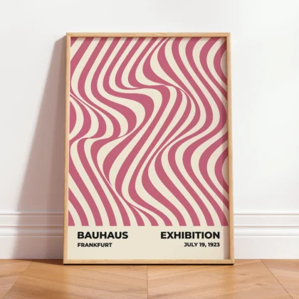 Bauhaus Wandbild – Bewegung rosa Wellen