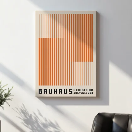 Bauhaus Wandbild – Vertikale Linien Orange