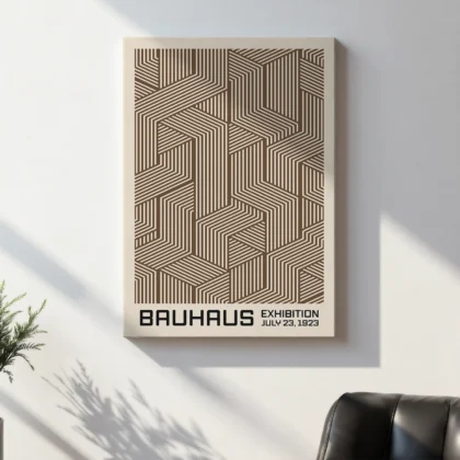 Bauhaus Wandbild – Linienspiel Braun