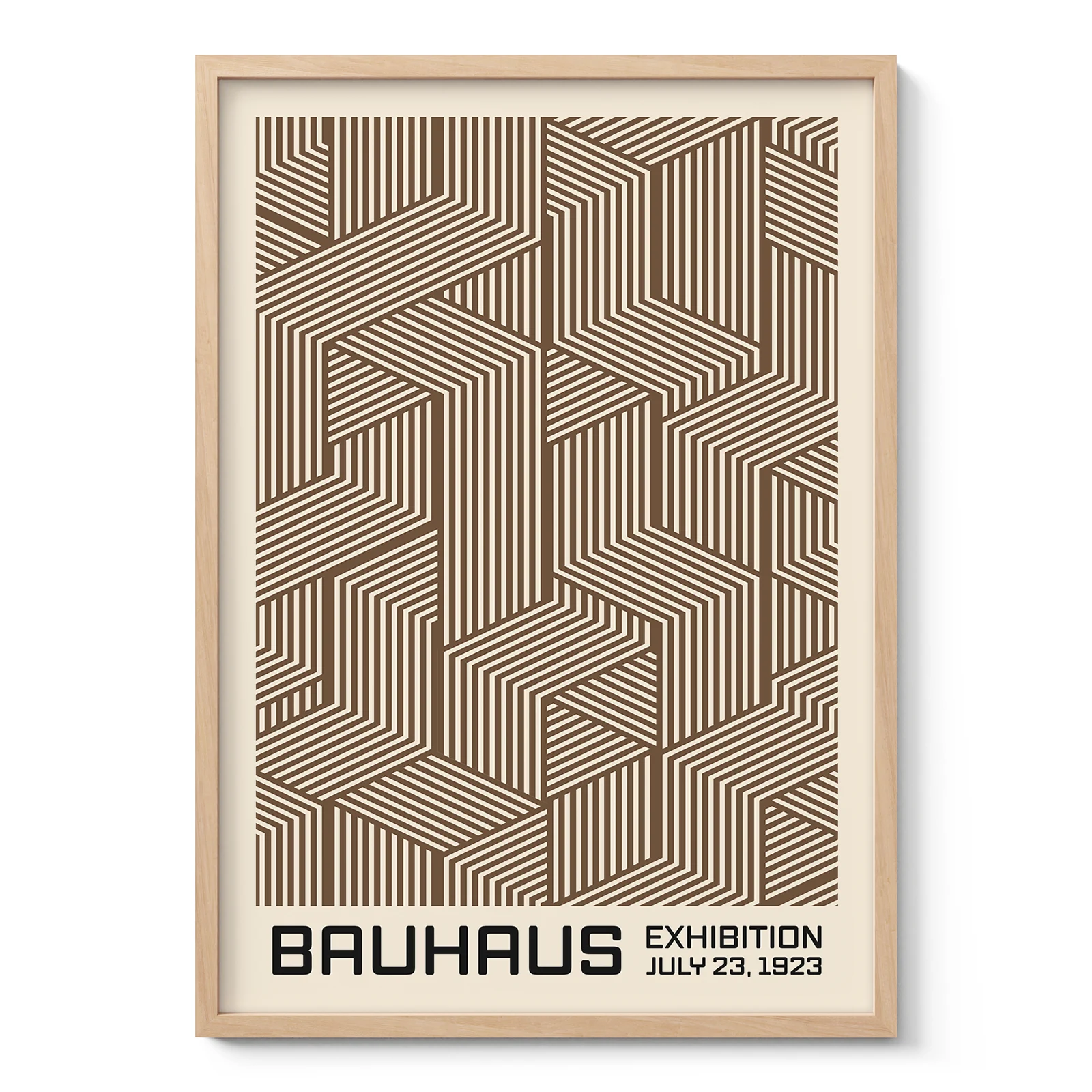 Bauhaus Art Print – Brown Cube Lines