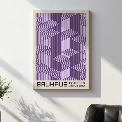 Bauhaus Wandbild – Linienspiel Violett