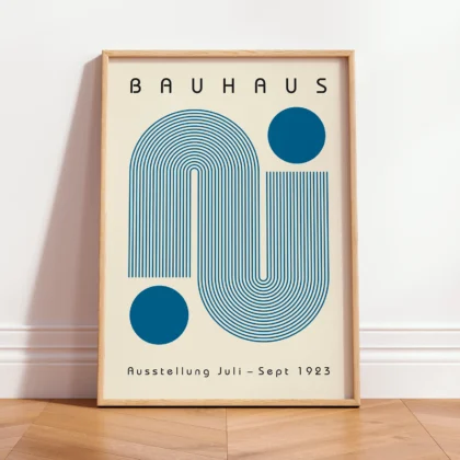Bauhaus Wandbild – Blaue geschwungene Linien