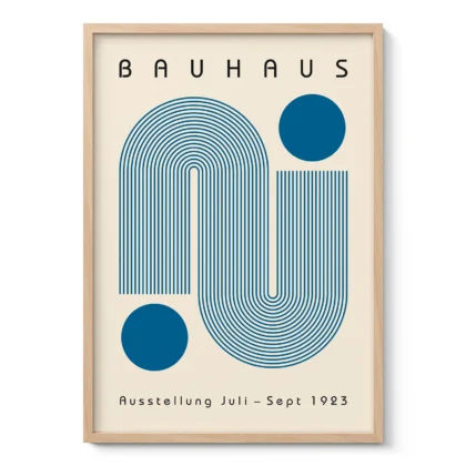 Bauhaus Wandbild – Blaue geschwungene Linien