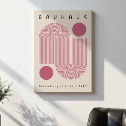 Bauhaus paveikslas – Rožinės vingiuojančios linijos