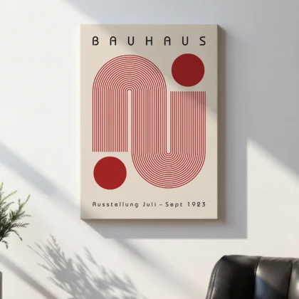 Bauhaus paveikslas – Raudonos vingiuojančios linijos