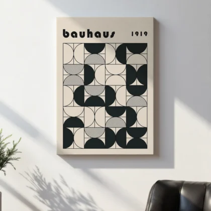 Bauhaus Wandbild – Schwarze Halbkreise