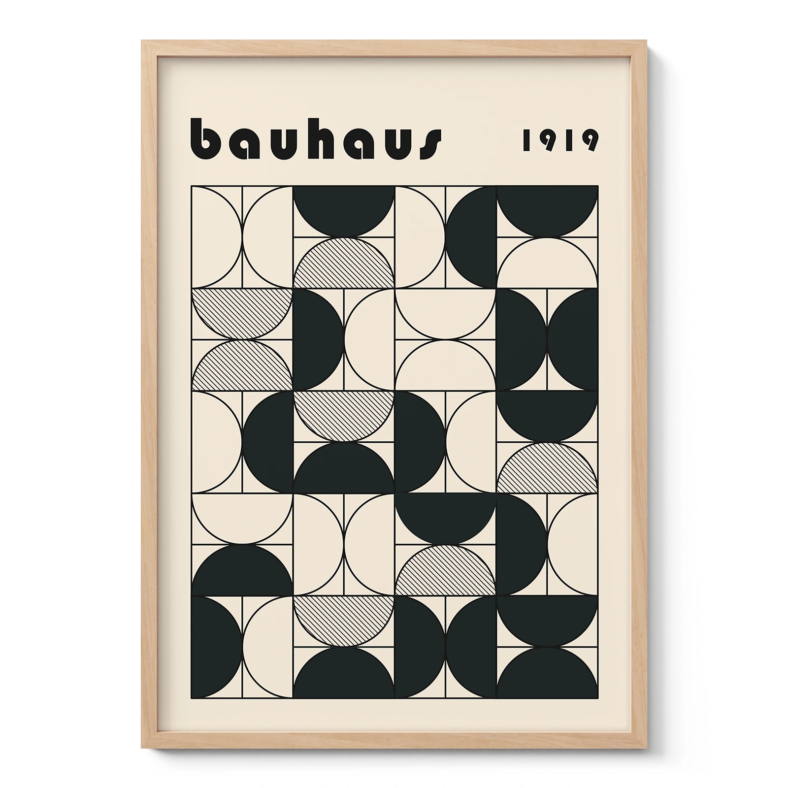 Minimalist Bauhaus Print – Black Semi Circles