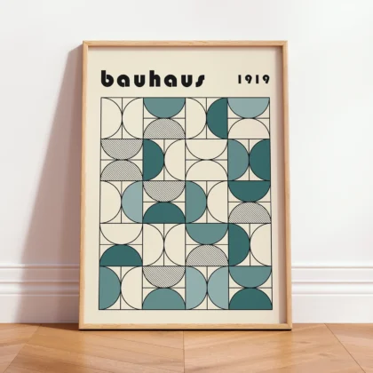 Minimalist Bauhaus Print – Green Semi Circles